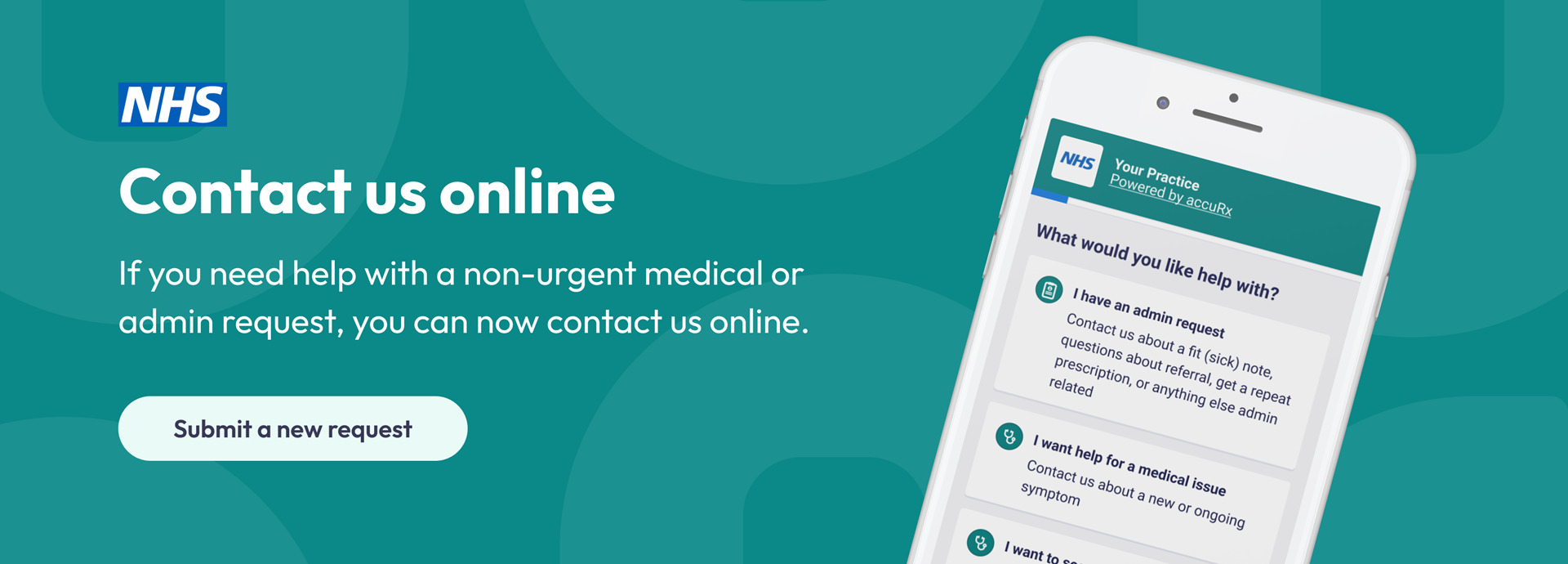 Contact Us Online - If you need help with a non-urgent medical or admin request, you can now contact us online